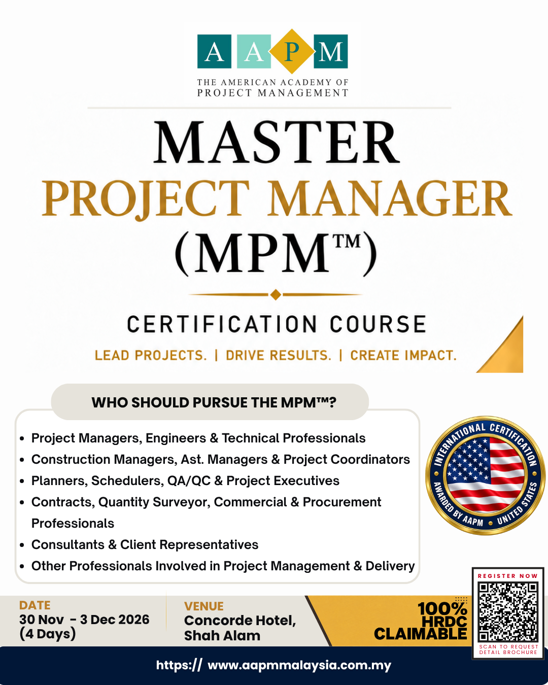 Master Project Manager (MPM) Certification Course training poster