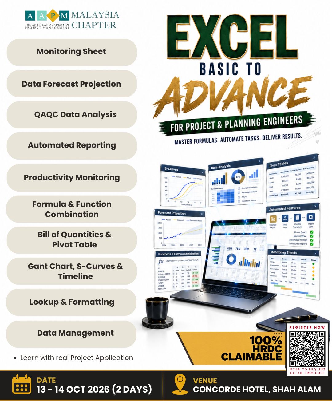 Excel Basic to Advance for Project and Planning Engineer training poster