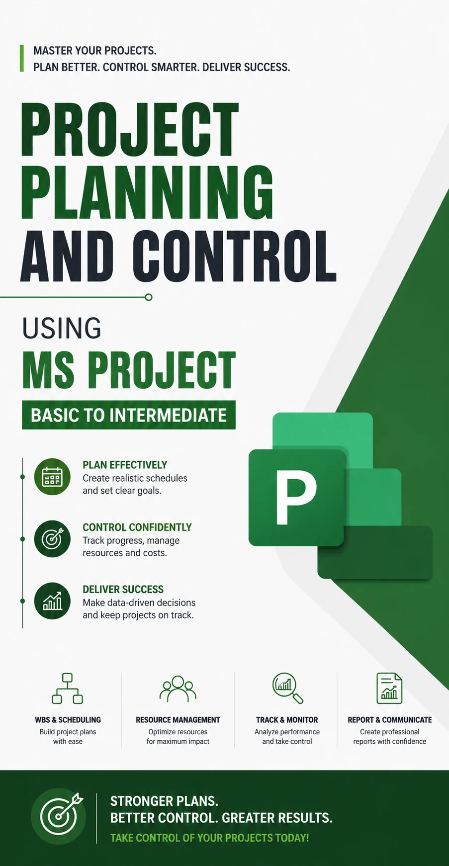 Advanced Microsoft Project planning and control dashboard